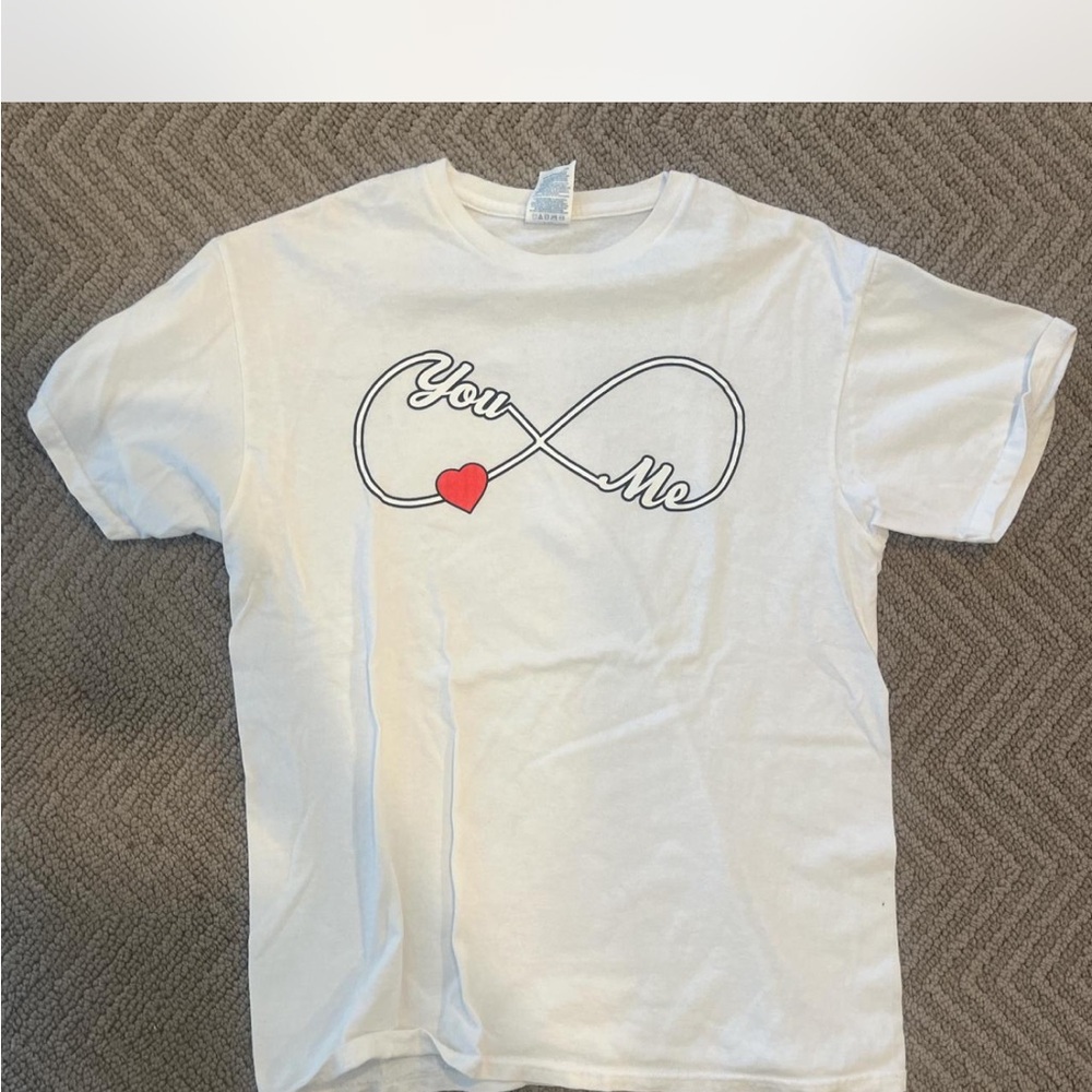 White T-Shirt with Infinity Heart Design